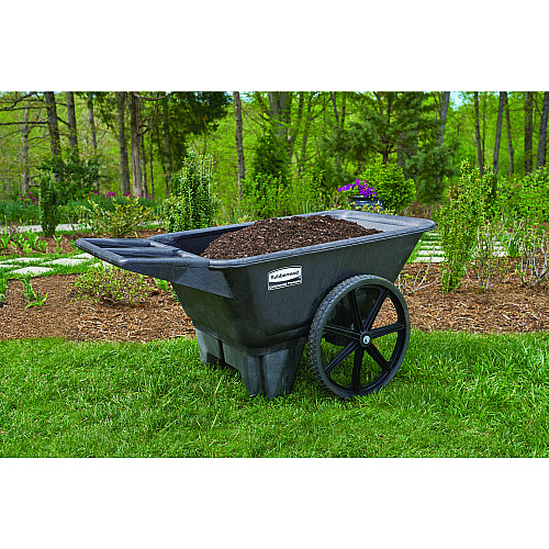 Rubbermaid Commercial Big Wheel Agriculture Wheelbarrow, 300 lb Capacity, 32.75" x 58" x 28.25", Black (5642BLA)