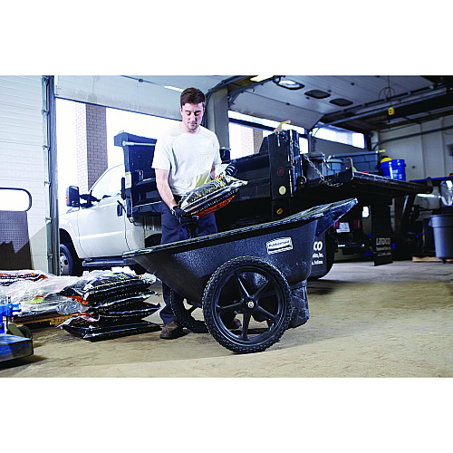 Rubbermaid Commercial Big Wheel Agriculture Wheelbarrow, 300 lb Capacity, 32.75" x 58" x 28.25", Black (5642BLA)