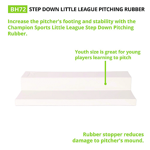 Champion Sports Step Down Youth Pitching Rubber, 18" x 4" (BH72)