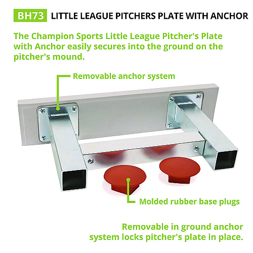 Champion Sports Youth Pitcher's Plate with Anchor, 18" x 4" (BH73)