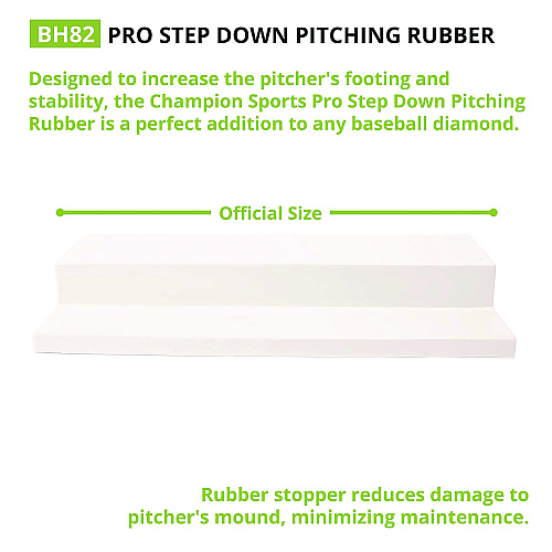 Champion Sports Pro Step Down Pitching Rubber, 24" x 6" (BH82)