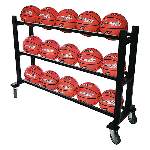 Champion Sports Deluxe Heavy-Duty Basketball Cart, Metal, 220 lb Capacity, 16 x 50.75 x 34.75, Black (BKCART)