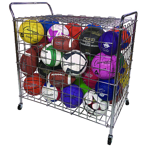 Champion Sports Portable Lockable Ball Locker, Metal, 176 lb Capacity, 24 x 39 x 40, Chrome (BLX)