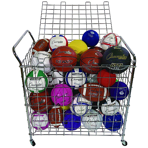 Champion Sports Portable Lockable Ball Locker, Metal, 176 lb Capacity, 24 x 39 x 40, Chrome (BLX)