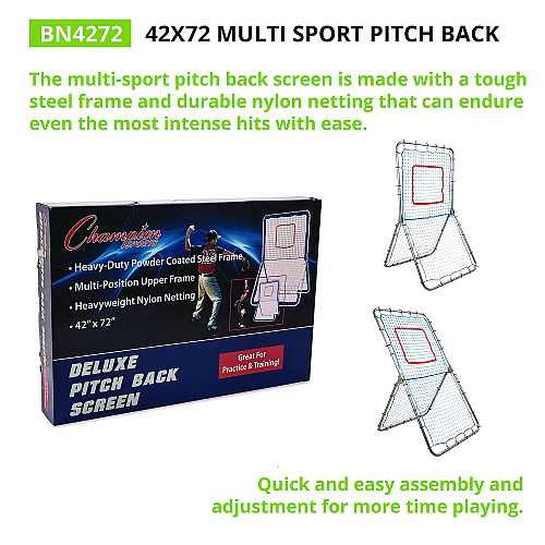 Champion Sports Multi-Sport Pitch Back Screen, 72" x 42", 1.25" dia frame (BN4272)