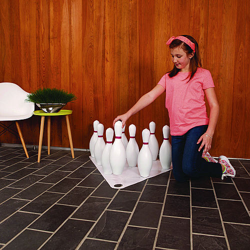 Champion Sports Plastic Bowling Pin Set, White, 10/Set (BP10)
