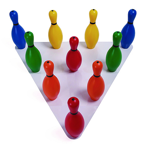 Champion Sports Plastic Bowling Pin Set, Assorted Colors, 10/Set (BP10CLR)