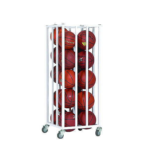 Champion Sports Deluxe Vertical Ball Cage, Fits Approximately 20 Balls, Metal, 20" x 20" x 48", White (20BC)