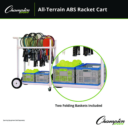 Champion Sports All-Terrain ABS Racket Cart, 20" Wide x 33" Long, White (ATRCT)