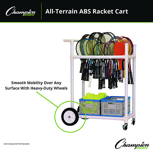 Champion Sports All-Terrain ABS Racket Cart, 20" Wide x 33" Long, White (ATRCT)