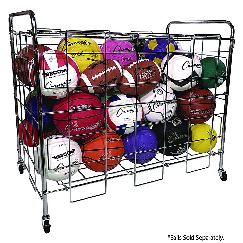 Champion Sports Portable Ball Locker, Metal, 176 lb Capacity, 24 x 41 x 36, Chrome (BCX)