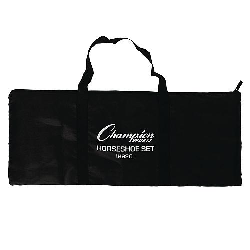 Champion Sports Steel Horseshoe Set, (4) Horseshoes/(2) 20" Stakes/Nylon Carry Bag (IHS20)