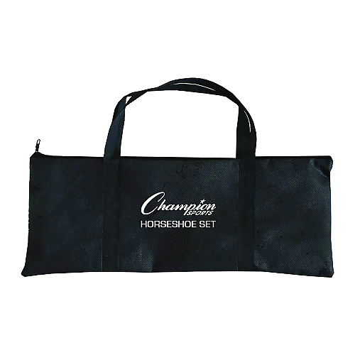 Champion Sports Steel Horseshoe Set, (4) Horseshoes/(2) 24" Stakes/Nylon Carry Bag (IHS100)