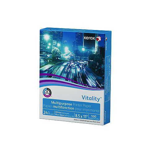 Xerox Vitality Multipurpose Print Paper, 92 Bright, 24 lb Bond Weight, 8.5 x 11, White, 500 Sheets/Ream, 10 Reams/Carton (3R02531)