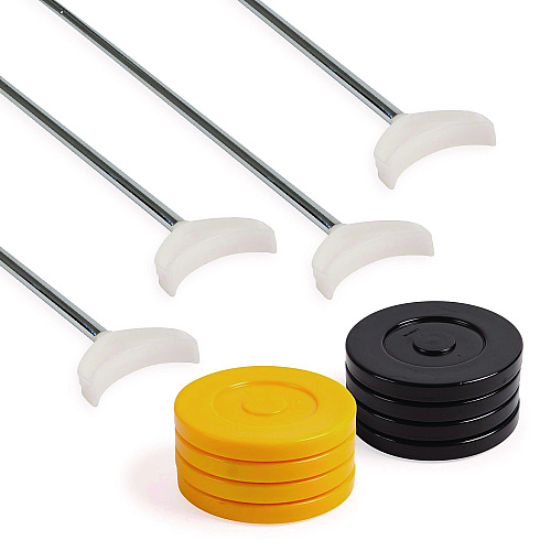 Champion Sports Blacktop Shuffleboard Set, (2) Two-Piece 51" Cues/(8) Discs/Sidewalk Chalk (SBA30)