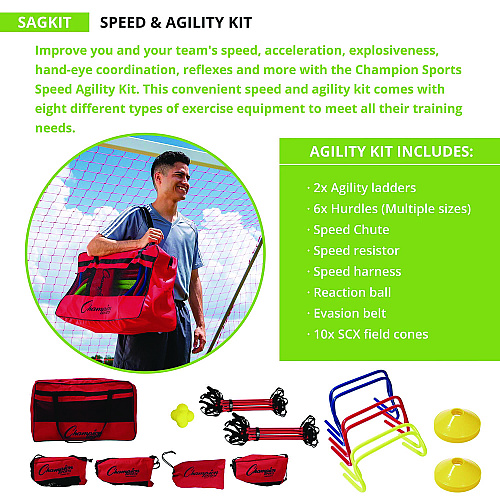 Champion Sports Speed and Agility Kit, with Carry Bag (SAGKIT)