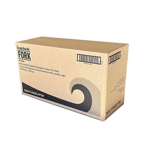 Boardwalk Mediumweight Wrapped Polypropylene Cutlery, Fork, Black, 1,000/Carton (BWKFORKBLPPIW)