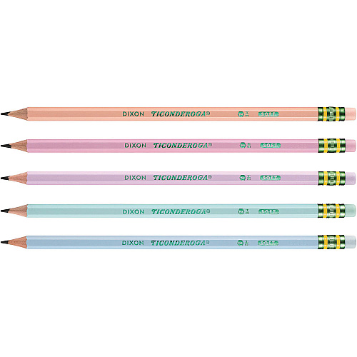 Ticonderoga Pre-Sharpened Pencil, 2.2 mm, HB (#2), Black Lead, Pastel Assorted Barrel, 18/Pack (X13718)