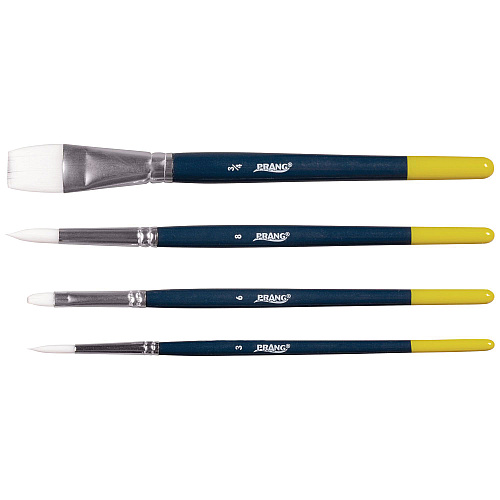 Prang Hobby Four-Brush Set, Assorted, Synthetic, Flat; Round, 4/pack (X94006)