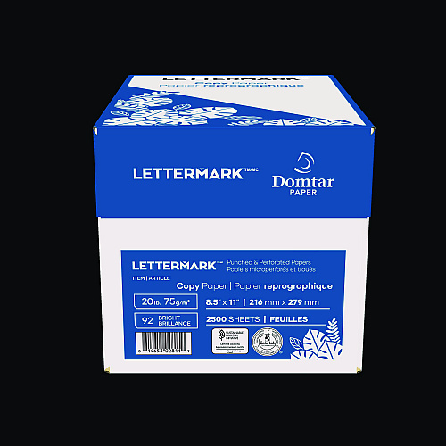 Lettermark Custom Cut-Sheet Copy Paper, 92 Bright, 5-Hole (5/16") Top Punched, 20 lb Bond Weight, 8.5 x 11, White, 500/Ream (8828)