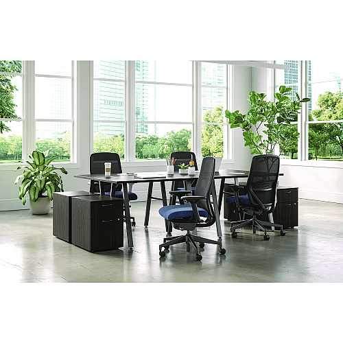 HON Nucleus Series Recharge Task Chair, Up to 300lb, 16.63" to 21.13" Seat Ht, Navy Seat, Black Back/Base (NR12SAMP13BT)