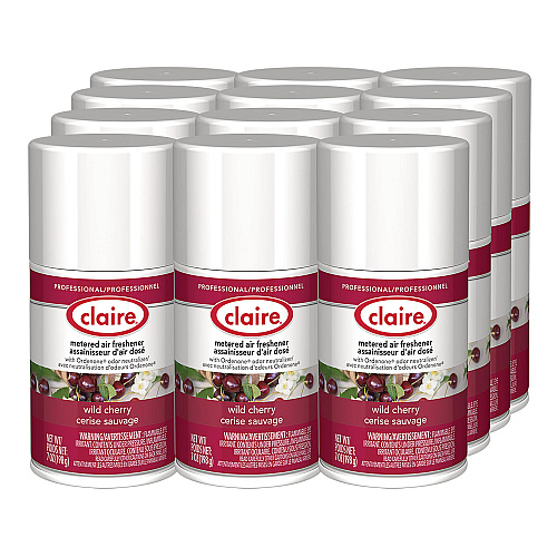 Claire Metered Air Freshener, Cherry Scent, 7 oz Aerosol Spray, 12/Carton (107)