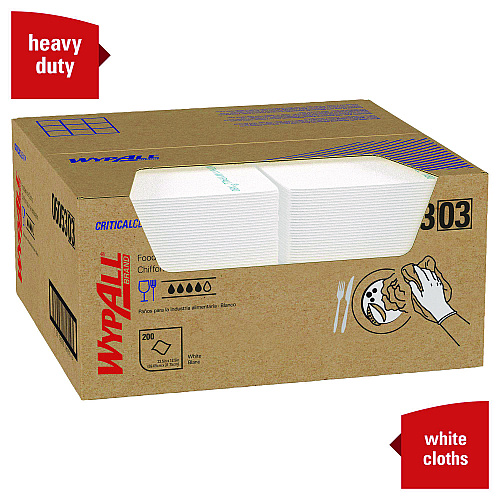 WypAll X50 Foodservice Towels, 1/4 Fold, 23.5 x 12.5, White, 200/Carton (06053)