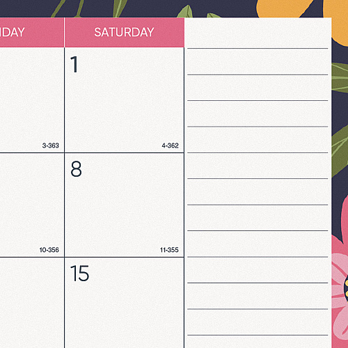 Blueline Academic 18-Month Desk Pad Calendar, Floral Artwork, 22 x 17, White/Multicolor Sheets, Black Headband, July 2025 to Dec 2026 (CA1716BD)