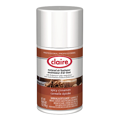 Claire Metered Air Freshener, Cinnamon, 11 oz Aerosol Spray, 12/Carton (122)