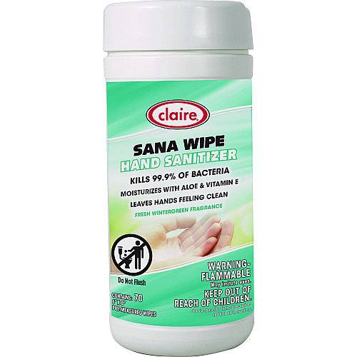 Claire Sana Wipe, 8 x 6, Fresh Wintergreen Scent, White, 6/Carton (973)