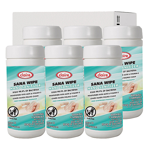 Claire Sana Wipe, 8 x 6, Fresh Wintergreen Scent, White, 6/Carton (973)