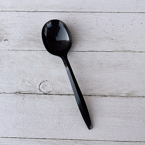 Boardwalk Mediumweight Polypropylene Cutlery, Soup Spoon, Black, 1,000/Carton (BWKSOUPBLMW)