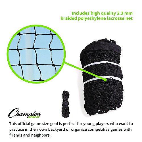 Champion Sports Backyard Lacrosse Goal and Net, 6 ft x 6 ft, 1.5" dia Frame (LNGL)