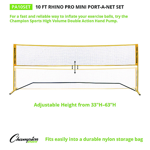 Champion Sports Rhino Port-A-Net Set, 33" to 63" x 120" (PA10SET)