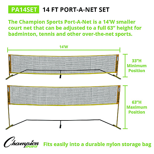 Champion Sports Rhino Port-A-Net Set, 36" to 60" x 168" (PA14SET)