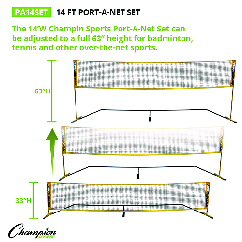 Champion Sports Rhino Port-A-Net Set, 36" to 60" x 168" (PA14SET)