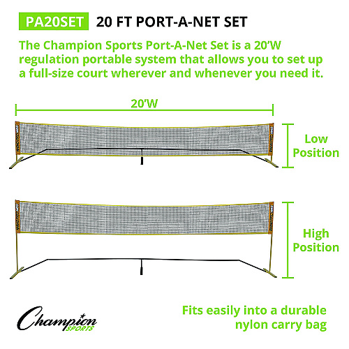 Champion Sports Rhino Port-A-Net Set, 36" to 60" x 240" (PA20SET)