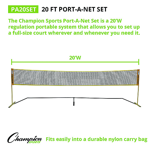 Champion Sports Rhino Port-A-Net Set, 36" to 60" x 240" (PA20SET)