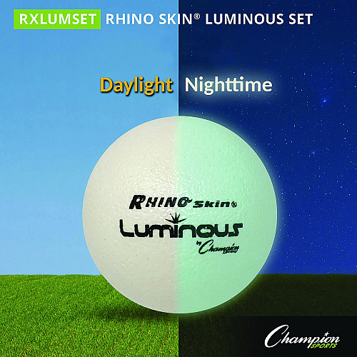 Champion Sports Rhino Skin Luminous Dodgeball Set, 6.3" Diameter, 6/Set (RXLUMSET)