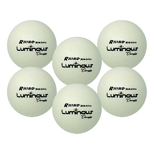 Champion Sports Rhino Skin Luminous Dodgeball Set, 6.3" Diameter, 6/Set (RXLUMSET)