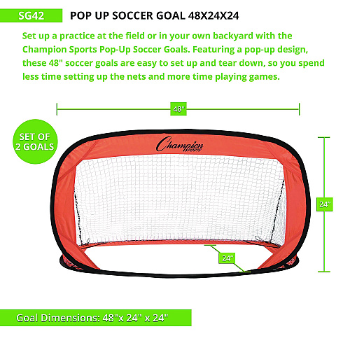Champion Sports Pop Up Soccer Goal, 4 ft x 2 ft, Pair (SG42)