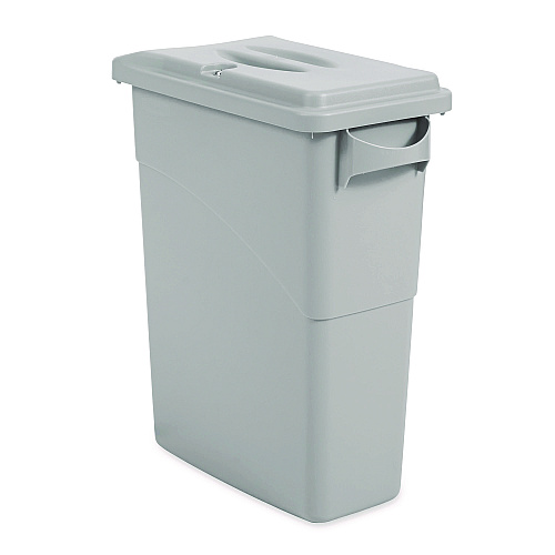 Rubbermaid Commercial Slim Jim Confidential Document Waste Receptacle with Lid, 23 gal, Light Gray (9W15LGY)