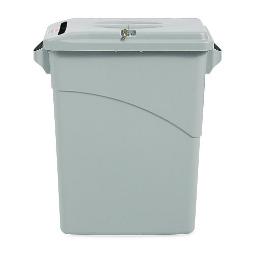 Rubbermaid Commercial Slim Jim Confidential Document Waste Receptacle with Lid, 23 gal, Light Gray (9W15LGY)
