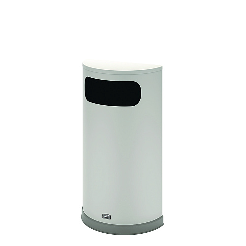 Rubbermaid Commercial European and Metallic Series Half-Round Waste Receptacle, 9 gal, Steel, Satin Stainless (SO8SSSPL)