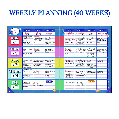 Carson-Dellosa Teacher Planners, Weekly/Monthly, Two-Page Spread, 11 x 8.5, Multicolor Cover, We Stick Together Theme (105050)