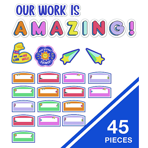 Carson-Dellosa Work Display Bulletin Board Sets, 45-Piece Set, We Stick Together: Our Work Is Amazing, 7.9" x 15", Multicolor (110558)