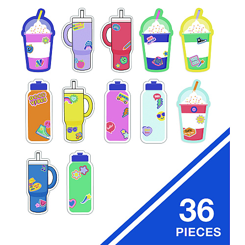 Carson-Dellosa Assorted Colorful Cut-Outs, 36-Piece Set, We Stick Together: Cups + Water Bottles, 5.8" x 8", Multicolor (120651)