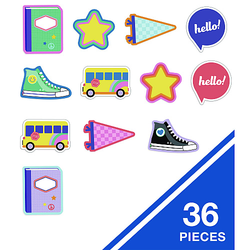 Carson-Dellosa Assorted Colorful Cut-Outs, 36-Piece Set, We Stick Together: Hello School, 6" x 6", Multicolor (120652)