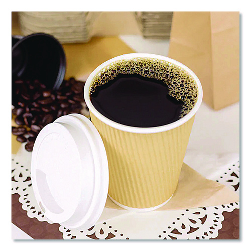 Karat Ripple Hot Cups, 12 oz, Kraft/White, 500/Carton (CKRC512)