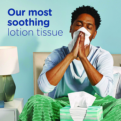 Puffs Plus Lotion Facial Tissue, 2-Ply, White, 124 Sheets/Box, 24 Boxes/Carton (39346)